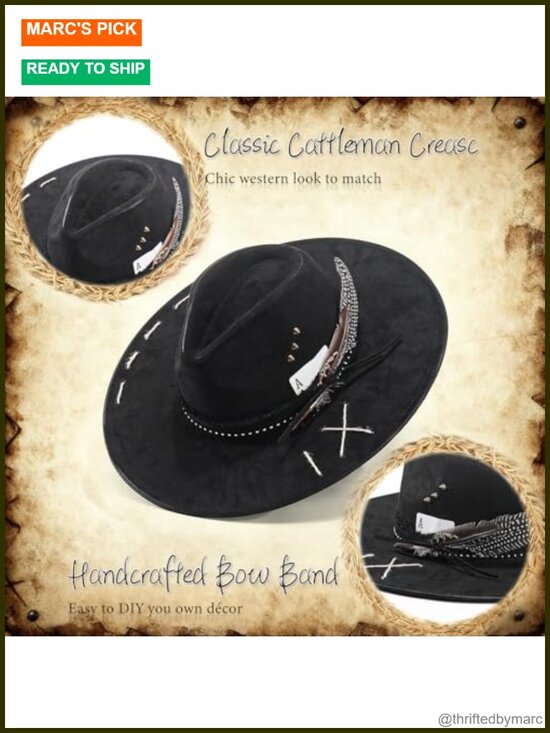 Wide Brim Fedora Hat Polyester Blend Suede Adjustable Unisex main image 6
